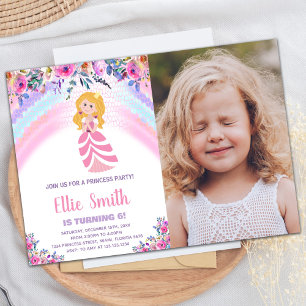 Princesse violette rose Invitations d'anniversaire