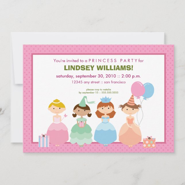 Princesses All dans une princesse Party Invitation (Devant)