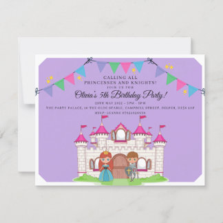 Princesses and Knights Birthday Party Invitations
