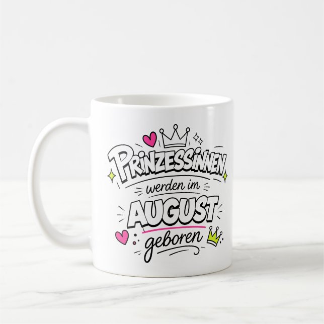 princesses august birthday doodle 1 coffee mug (Left)