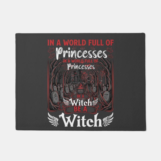 Princesses Be Witch Halloween Castle Cauldron Grav Doormat (Front)