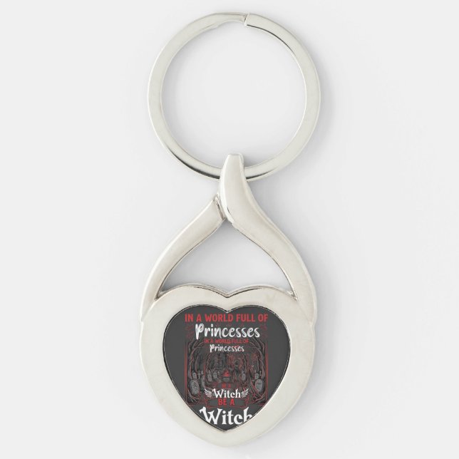 Princesses Be Witch Halloween Castle Cauldron Grav Keychain (Front)
