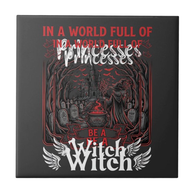 Princesses Be Witch Halloween Castle Cauldron Grav Tile (Front)
