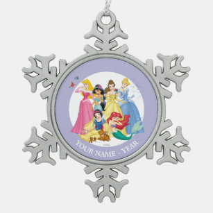 Princesses   Birds and Animals Add Your Name Snowflake Pewter Christmas Ornament