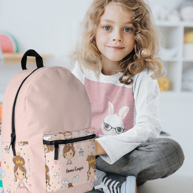 Princesses & Hearts Soft Pastels Kids' Printed Backpack (Creator Uploaded)