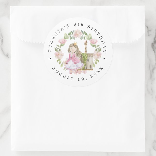 Princesses, Knights & Dragons Fairy Tale Birthday  Classic Round Sticker (Bag)