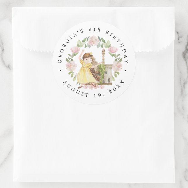 Princesses, Knights & Dragons Fairy Tale Birthday  Classic Round Sticker (Bag)