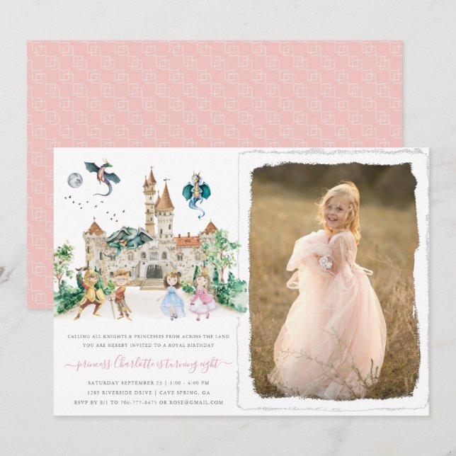 Princesses, Knights & Dragons Fairy Tale Birthday  Invitation (Front/Back)