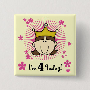 Princesss 4th Birthday Tshirts and Gifts 2 Inch Square Button