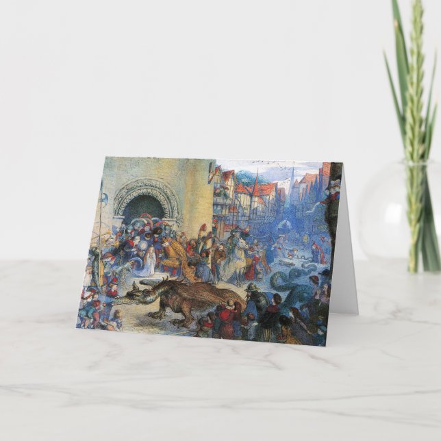 Princess's Birthday Dragon Folded Greeting Card (Front)