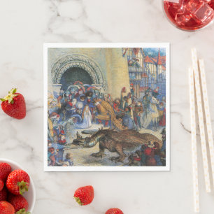 Princess's Birthday Dragon Folded Greeting Card Napkin