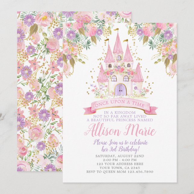 Princess's Birthday Invitation (Front/Back)