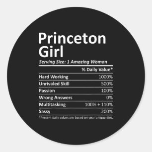 Princeton Girl Nj New Jersey Funny City Home Roots Classic Round Sticker