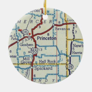 Princeton MO Vintage Map Ceramic Ornament