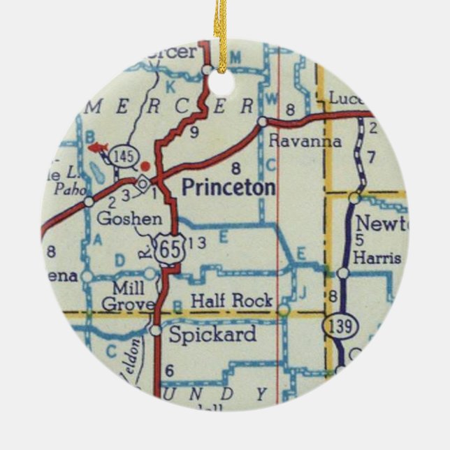 Princeton MO Vintage Map Ceramic Ornament (Back)
