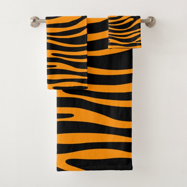 Princeton Orange Zebra Print Bath Towel Set (Insitu)