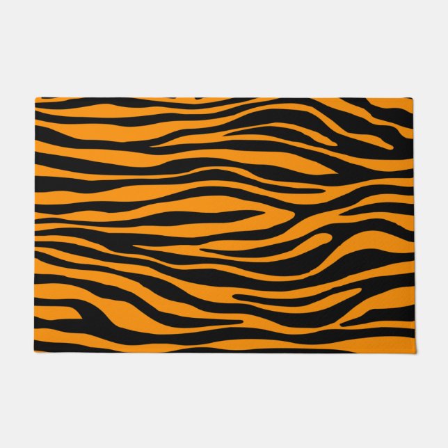 Princeton Orange Zebra Print Doormat (Front)