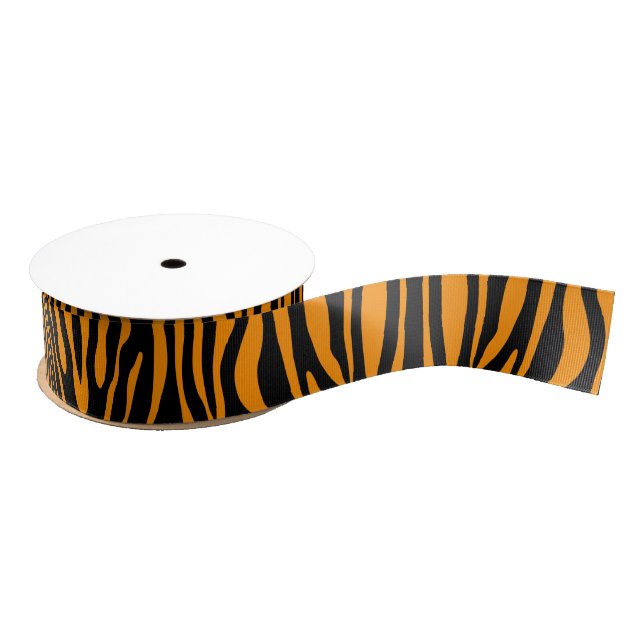 Princeton Orange Zebra Print Grosgrain Ribbon (Spool)