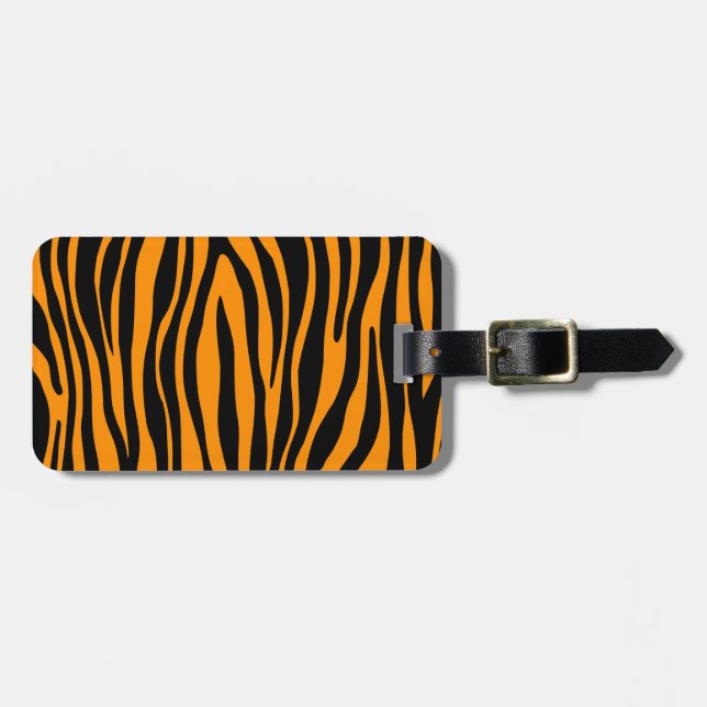 Princeton Orange Zebra Print Luggage Tag (Front Horizontal)