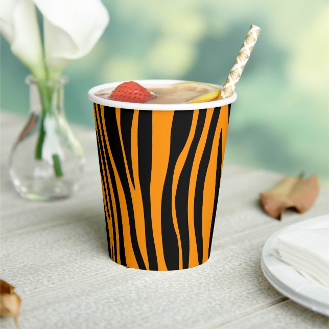 Princeton Orange Zebra Print Paper Cups (Insitu)