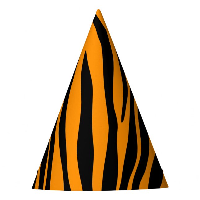 Princeton Orange Zebra Print Party Hat (Front)