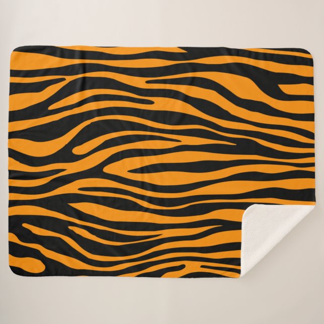 Princeton Orange Zebra Print Sherpa Blanket (Front (Horizontal))