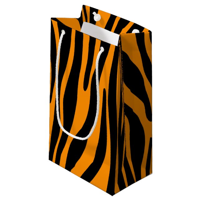 Princeton Orange Zebra Print Small Gift Bag (Front Angled)