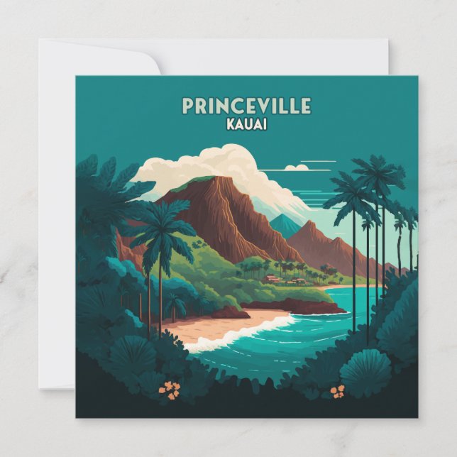 Princeville Kauai Hawaii Beach Mountains Retro (Front)