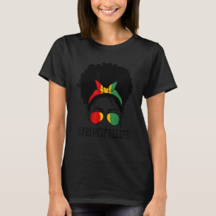 Principal Afro African Women Messy Bun Black Histo T-Shirt