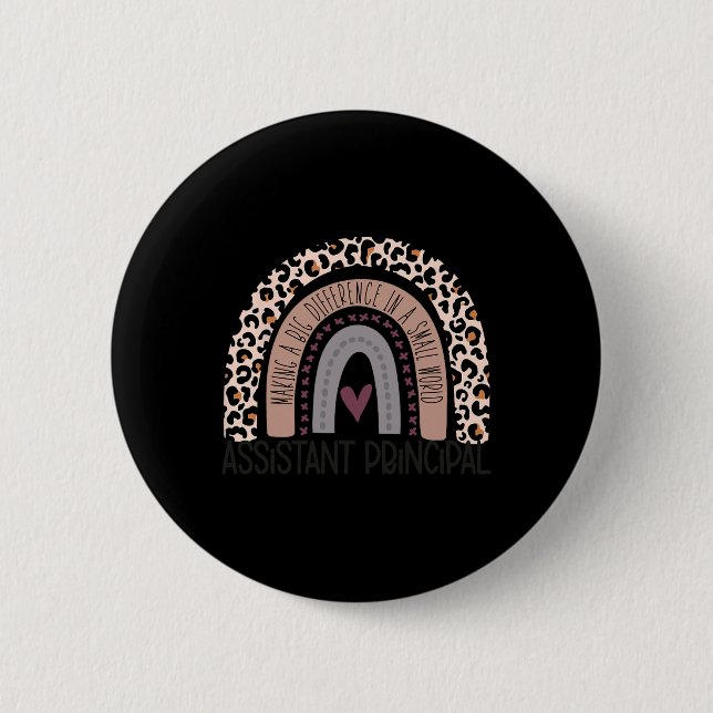 Principal Appreciation Leopard Print Rainbow  2 Inch Round Button (Front)