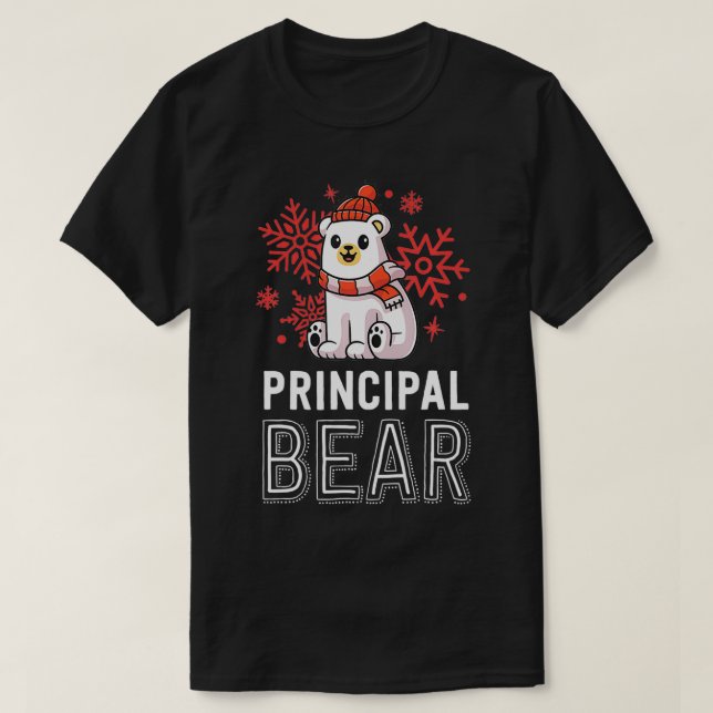 Principal Bear School Christmas  Polar Bear Holida T-Shirt (Design Front)