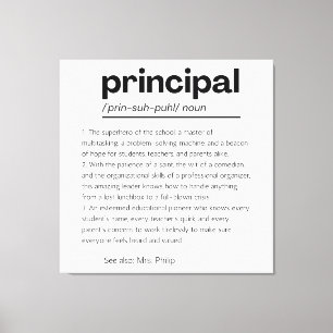 Principal Definition Print, Custom Principal Gift Canvas Print