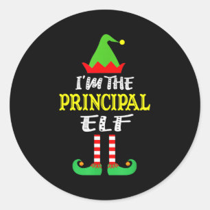 Principal Elf Matching Family Group Christmas  Classic Round Sticker