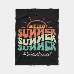 Principal Groovy Last Day Of School Hello Summer Fleece Blanket