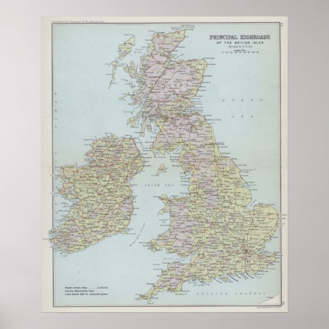 Principal Highroads of the British Isles Poster (Front)