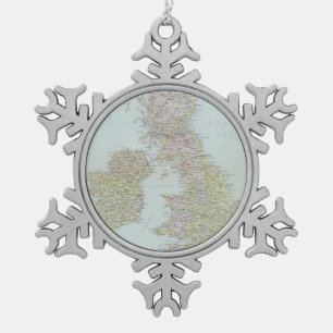 Principal Highroads of the British Isles Snowflake Pewter Christmas Ornament