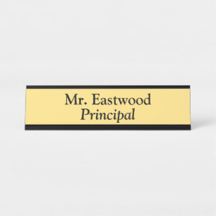 Principal In Yellow Desk Name Plate