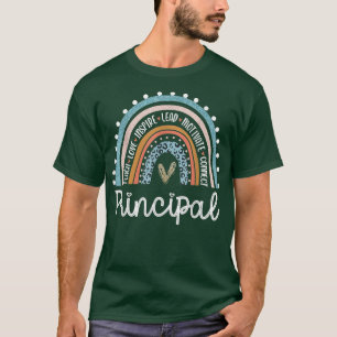 Principal Leopard Rainbow Funny Principal Back To T-Shirt