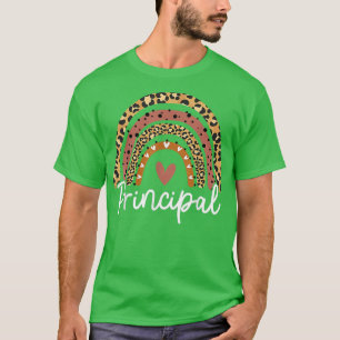 Principal Leopard Rainbow Funny School Principal G T-Shirt
