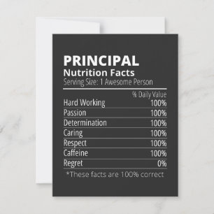 Principal Nutrition Facts Funny Thank You Card