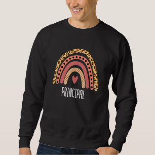 Principal Rainbow Leopard Print School Principal Sweatshirt