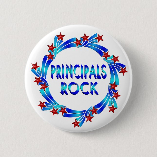 Principals Rock Red Stars 2 Inch Round Button (Front)