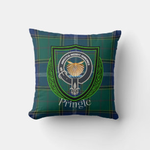 Pringle Scottish Clan Tartan & Crest Throw Pillow