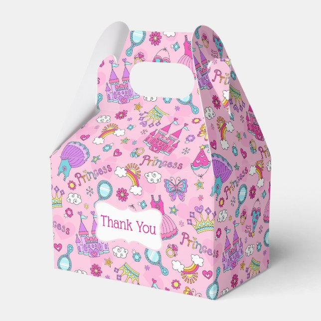 Prink Princess Gable Favour Box (Front Side)