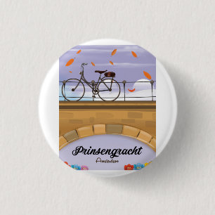 Prinsengracht,Canal Amsterdam Travel poster 1 Inch Round Button
