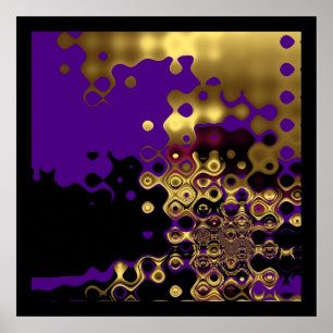Print Abstract  Melted Gold on Purple & Black