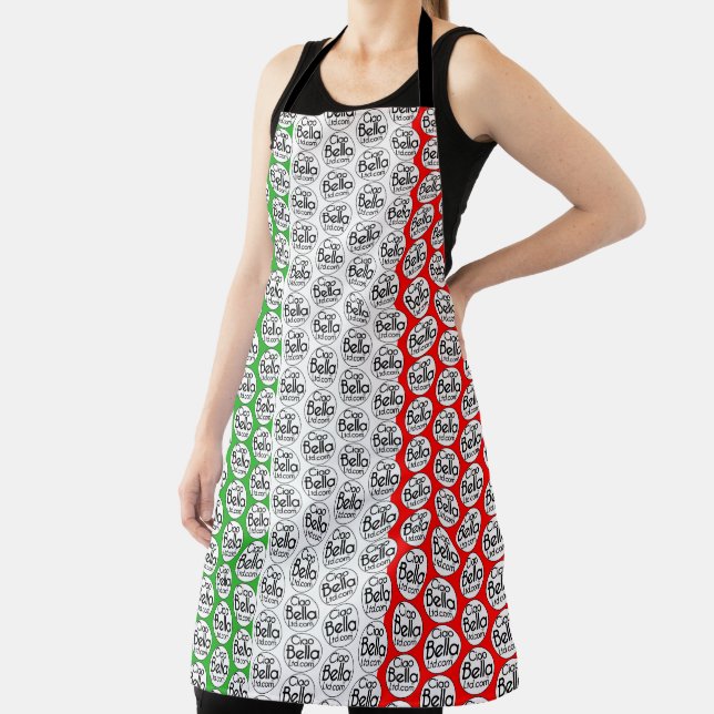 Print all over Ciao Bella Ltd apron for customer (Insitu)