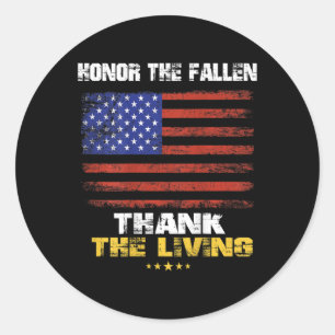 (PRINT BACK) Honour The Fallen Thank The Living Me Classic Round Sticker