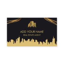 Print Black & Gold Real Agent Estate Business Card