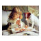 Print: Breakfast in Bed: Girl, Fox Terrier & Kitty